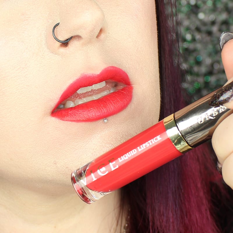 Urban Decay Vice Lipstick Tilt swatch on pale skin