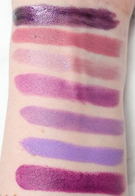 Best Purple Eyeshadows, Lipsticks and Blush - Purple Lipstick Swatches 1
