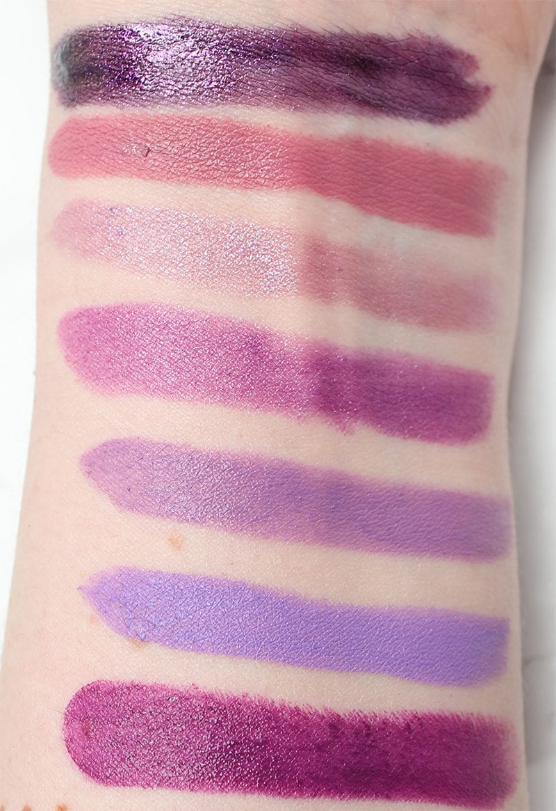 Best Purple Eyeshadows, Lipsticks and Blush - Purple Lipstick Swatches 1