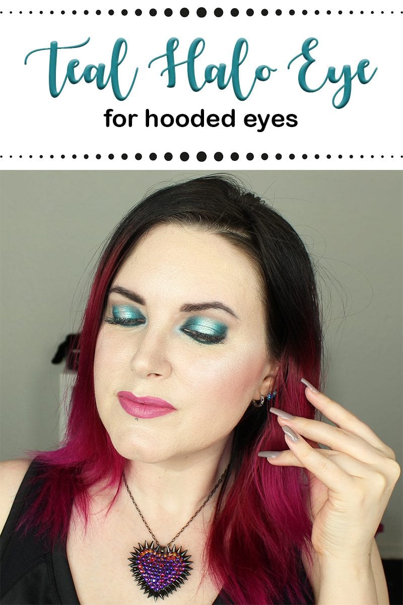  Today I've got a Hooded Eyes Teal Blue Halo Eye Makeup Tutorial to share. I used all one brand for the eyeshadows - Makeup Geek. They're cruelty free and made in the USA. Makeup Geek is one of my favorite brands. 