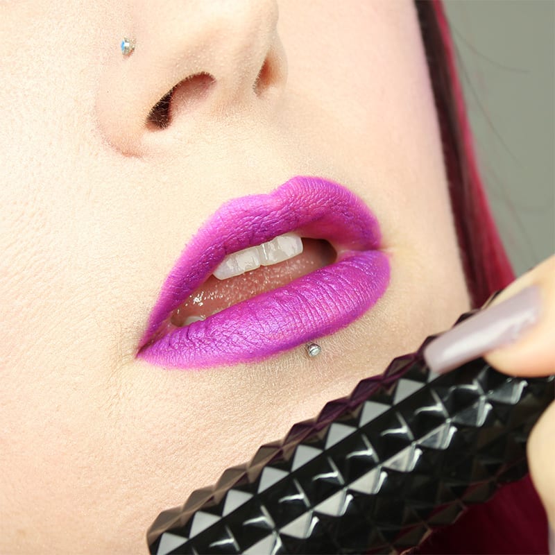 Wearing Kat Von D Everlasting Lip Liner in L.U.V. with Studded Kiss Lipsticks in Wonderstruck and Lullabye