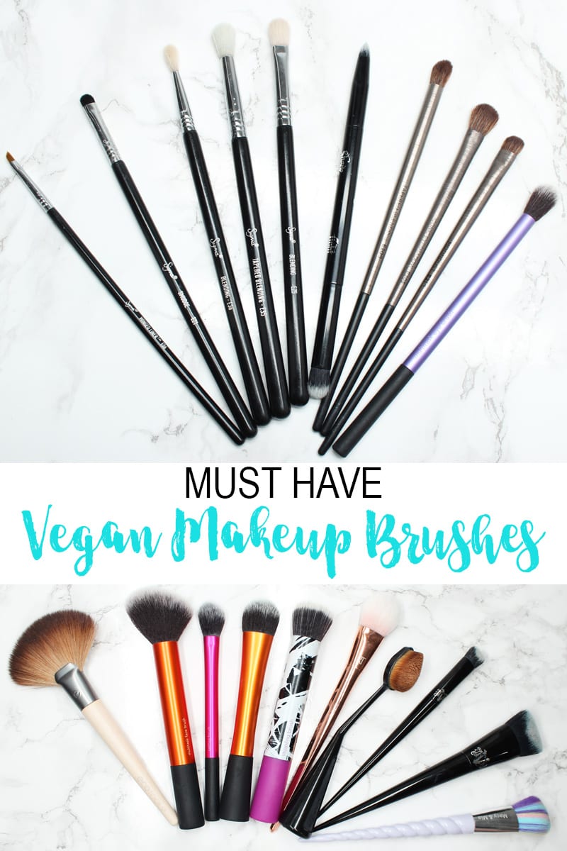Must Have Vegan Makeup Brushes - Today I'm sharing my top 10 best vegan eye brushes, top 10 best vegan face brushes and the top 10 best vegan makeup brush brands. All of these brushes are cruelty free, made with synthetic fibers. Some use recycled materials or renewable bamboo in their designs.