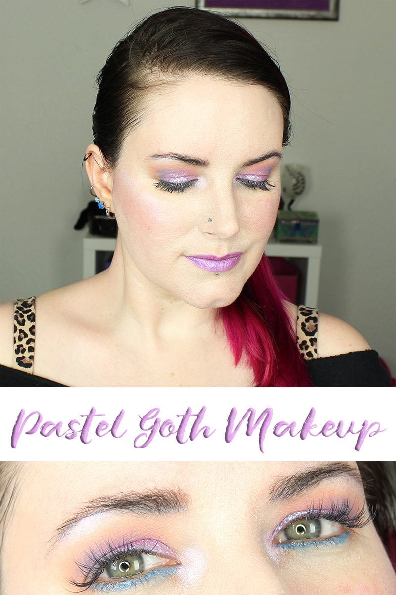 I've got a Cruelty-Free Pastel Goth Makeup Tutorial to share with you. I created this last night in the Facebook Poise Chat group on Facebook Live. I used the Kat Von D Pastel Goth palette. I'm still in love with this palette. I paired it with the gorgeous Stila Duochrome Magnificent Metals in Sea Siren and Into the Blue.