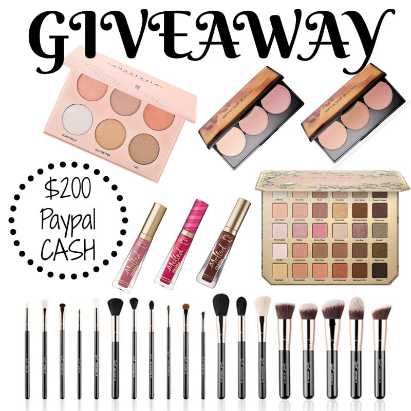 Too Faced, Anastasia Beverly Hills, Sigma, $200 PayPal Giveaway