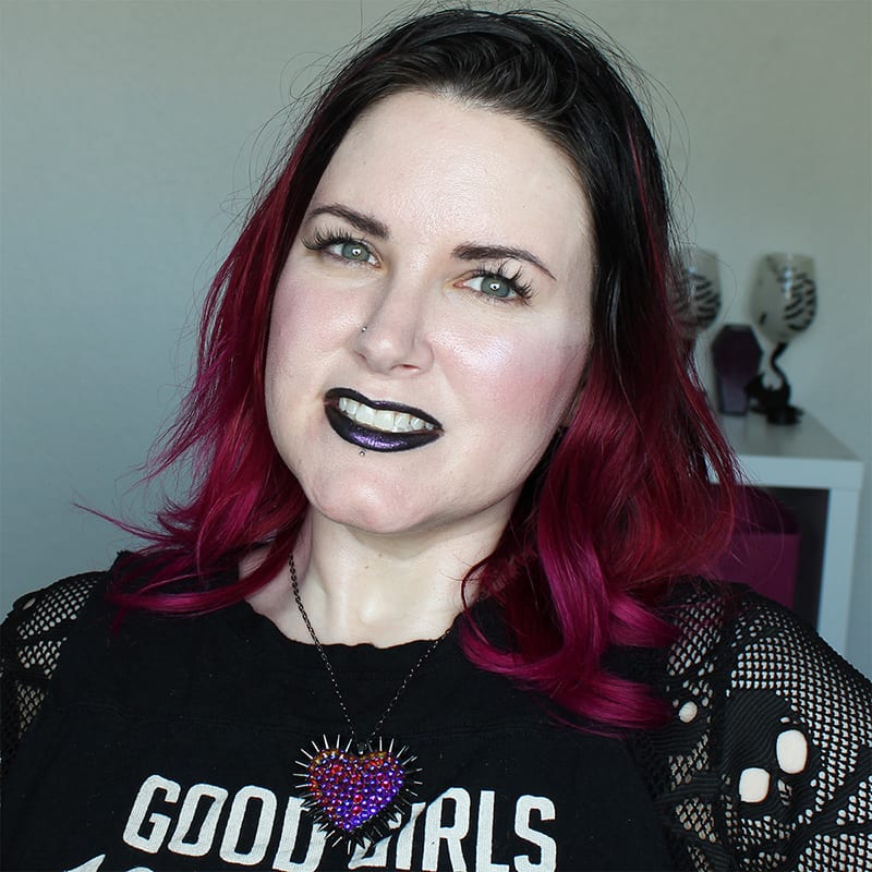 Wearing Urban Decay Perversion Lipstick with Reverb on Top