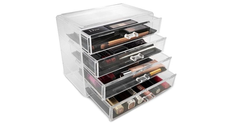 Rebrilliant Small Remote Control Holder Transparent Organizer Clear Acrylic Media Storage Box Makeup Organizer,Store TV Remote Holders,Brush,Pencil,Glasses and Me