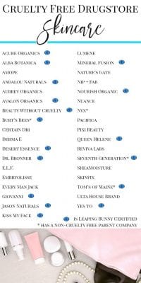 Cruelty Free Drugstore Skin care Brands. These are affordable skin care brands that you can find at stores like Publix, CVS, Walgreens, Walmart, Target, Whole Foods and Ulta that have skincare products such as moisturizers, body wash, and more. You won't break the bank shopping cruelty free at the drugstore!