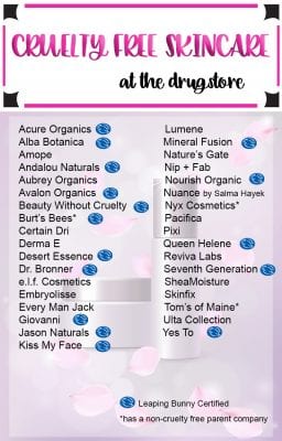 Today I'm sharing the list of cruelty free drugstore skincare brands. These are affordable brands that you can find at stores like Publix, CVS, Walgreens, Walmart, Target, Whole Foods and Ulta that have skincare products such as moisturizers, body wash, and more. Shopping cruelty free at the drugstore is possible! You won't break the bank with these brands.