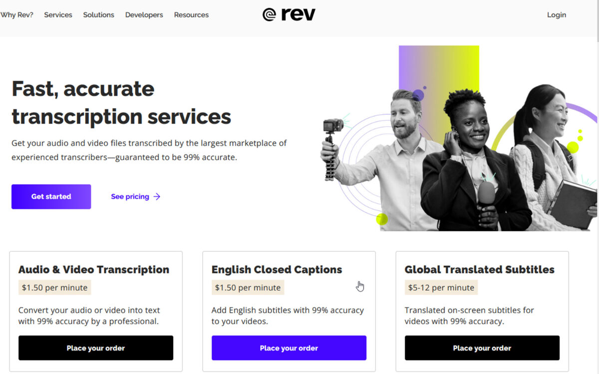 Rev.com Closed Captioning and Transcription Services