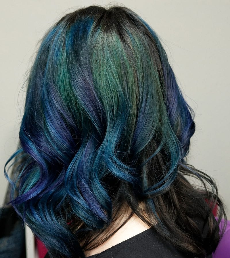 Pravana Moody Blues, Vivids Blue, Vivids Green, Locked in Teal, Vivids Violet and Black