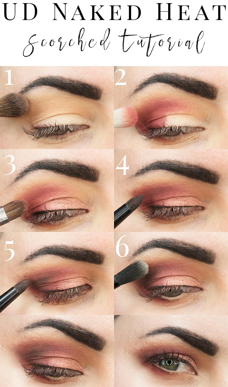 Urban Decay Naked Heat Scorched Tutorial - This terra cotta palette is great for blue green eyes. Adding a true red matte really makes the colors pop!