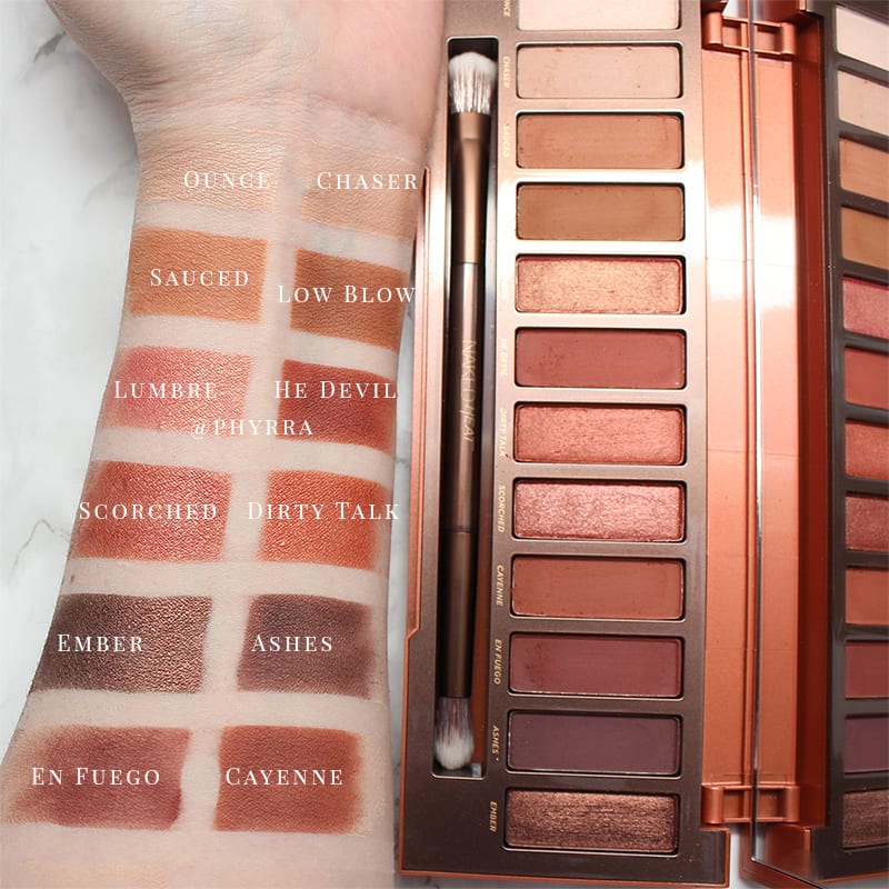 Urban Decay Naked Heat Swatches - Swatches on Pale Skin