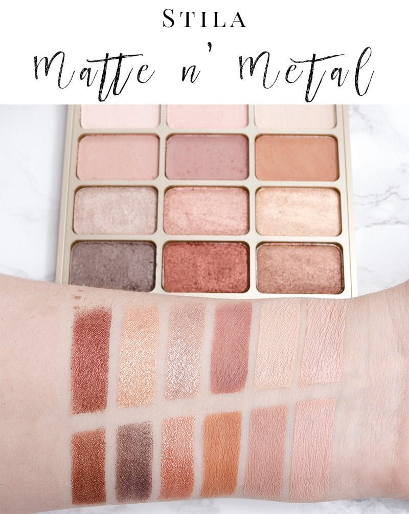 Stila Matte n' Metal Eye Palette Review and Swatches on pale skin. This is a gorgeous pinky metallic palette.