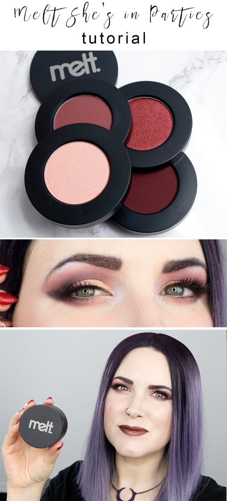 Melt She's in Parties Stack Tutorial - A beautiful mauve purple duochrome tutorial for hooded or downturned eyes
