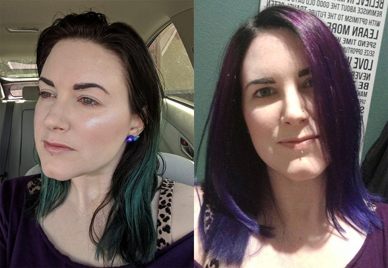 Before and After with Galaxy Hair