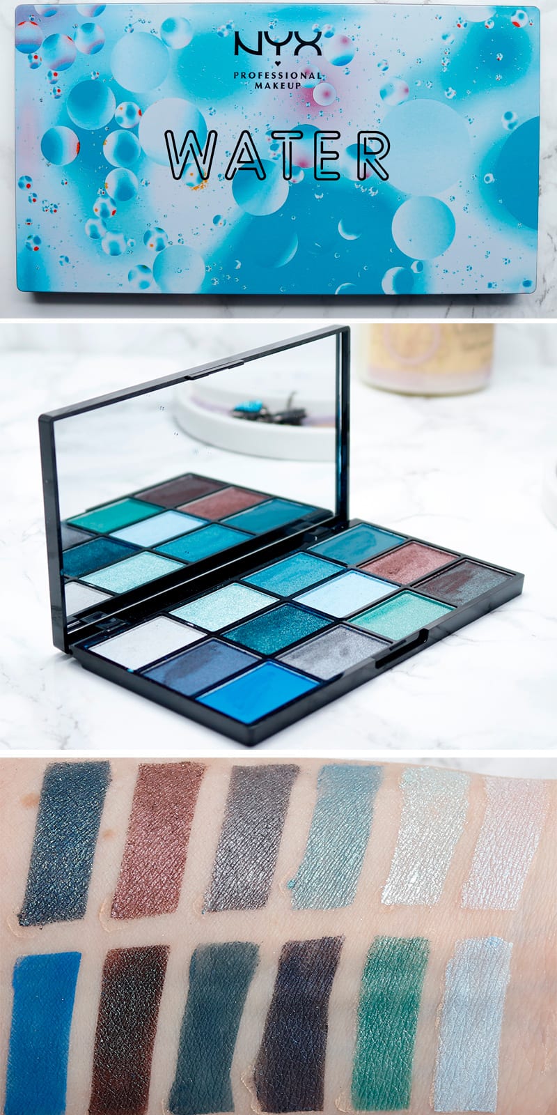 Nyx In Your Element Water Palette Swatches on Pale Skin & Review. I have the Water, Wind and Air In Your Elements palettes. This one is my favorite!