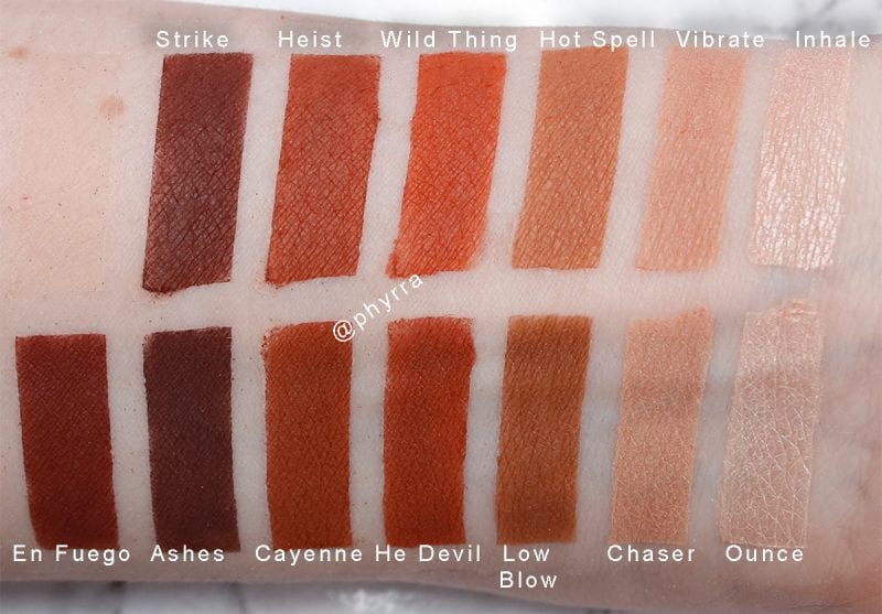 Urban Decay Petite Heat vs Naked Heat Swatches on pale skin