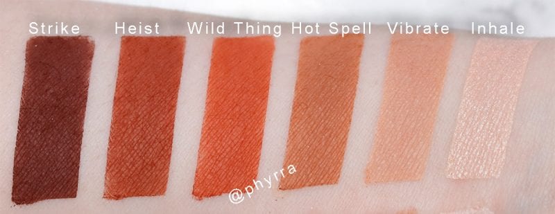 Urban Decay Petite Heat swatches on pale skin