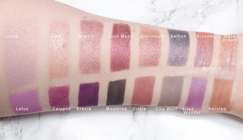 Nabla Mauve Christmas Palette & Singles swatches