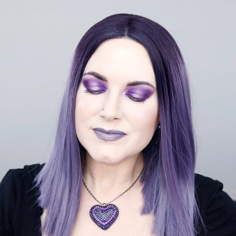 Wearing Wet n' Wild Lavender Crown with Gunmetal Heart at the center of lips