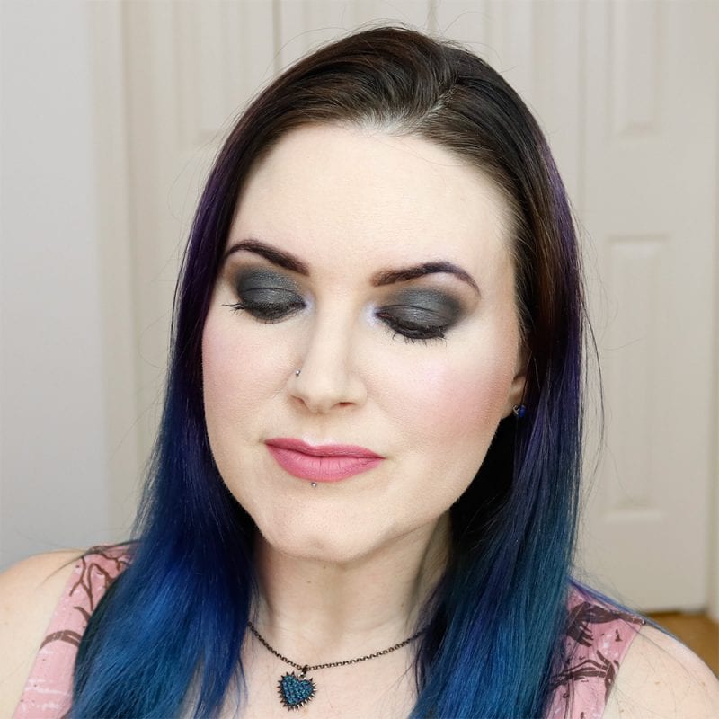 Wearing Too Faced Melted Matte Lipstick in Melted Clover on Pale Skin
