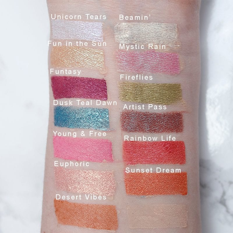 Too Faced Life's a Festival Palette Tutorial - Swatches on pale skin
