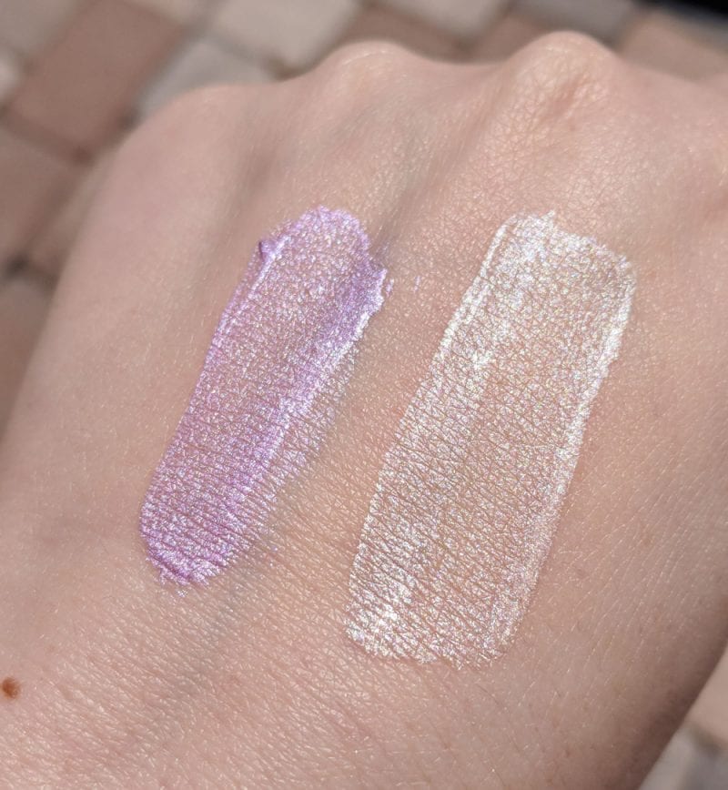 Glossier Lidstar swatches on pale skin