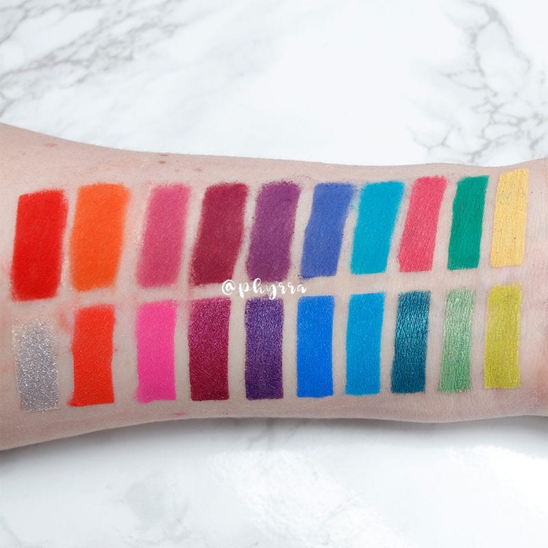 Makeup Geek Power Pigments vs Urban Decay Electric Palette Swatches