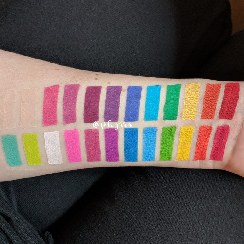 Makeup Geek Power Pigments vs Viseart Editorial Brights Palette swatches