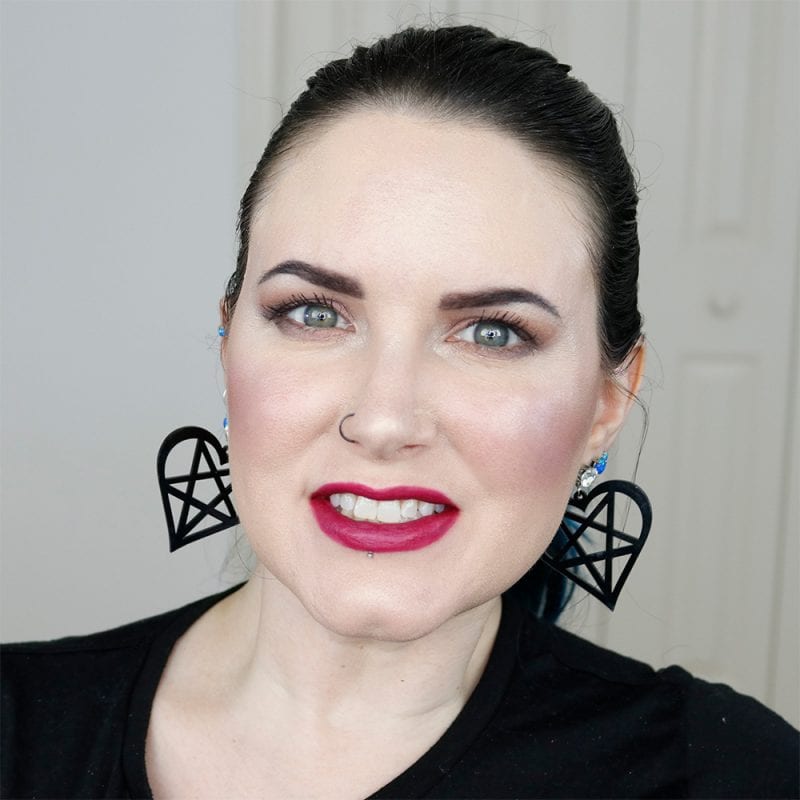 Urban Decay Vice Lipstick in Afterdark swatched on pale skin