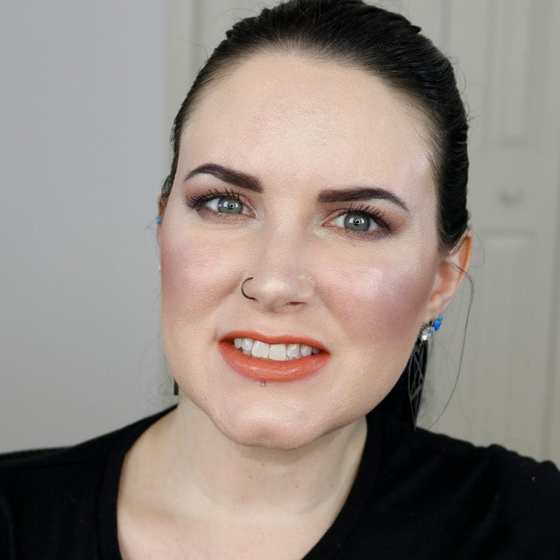 Urban Decay Naked Heat Vice Lipstick in Fuel swatched on fair skin
