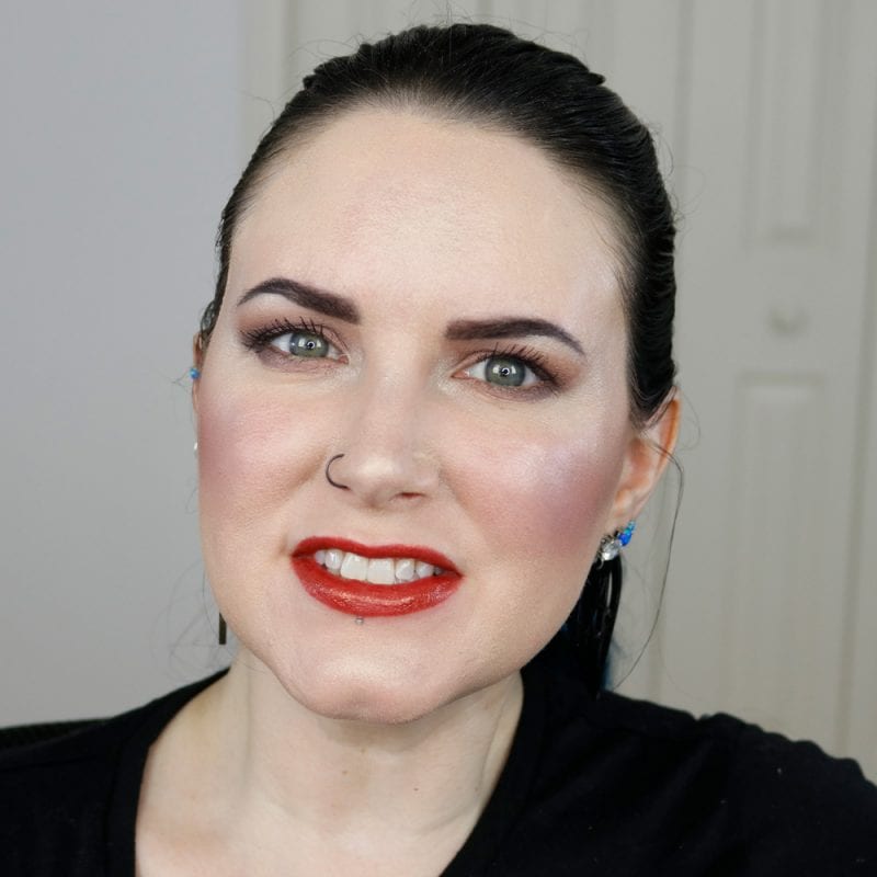 Urban Decay Naked Heat Vice Lipstick in Heat swatched on fair skin