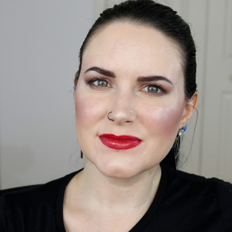 Urban Decay Naked Heat Vice Lipstick in Singe swatched on pale skin