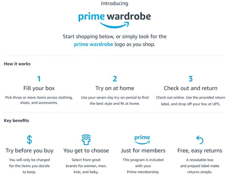Prime Wardrobe lets you try on and return clothes free