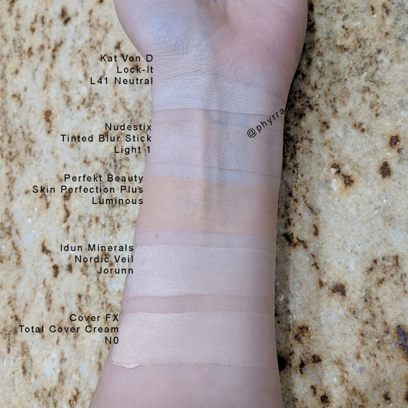 Nudestix Nudies Tinted Blur Stick Comparison Swatches