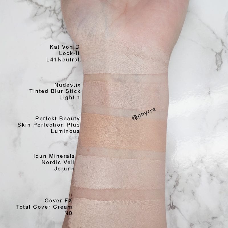 Nudestix Nudies Tinted Blur Stick Comparison Swatches