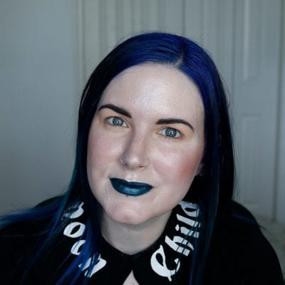Wearing Too Faced the Real Teal on pale skin