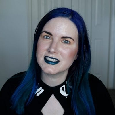 Wearing Too Faced the Real Teal on fair skin