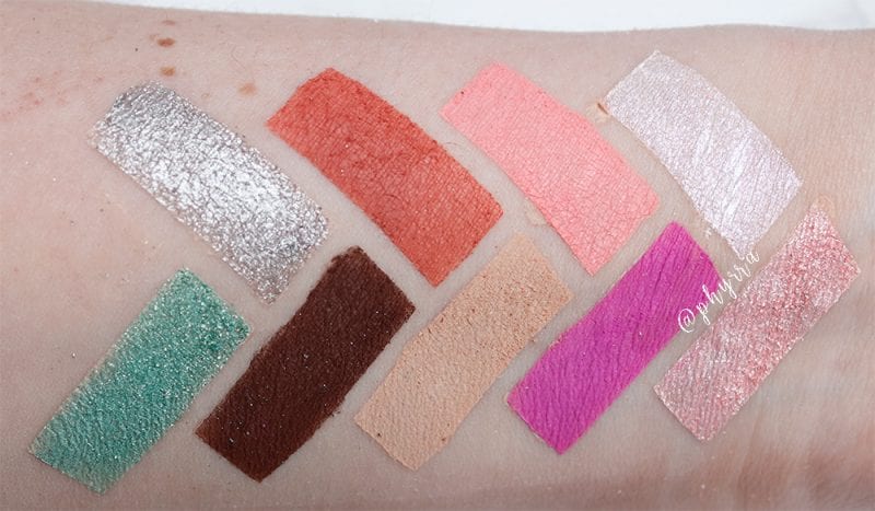 Juvia's Place the Douce Palette swatches on pale skin