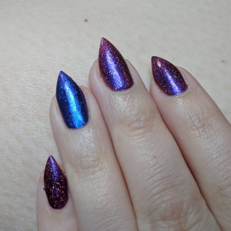 Fun Lacquer Cheers to the Holidays (H) with an accent of KBShimmer Royal to a Fault