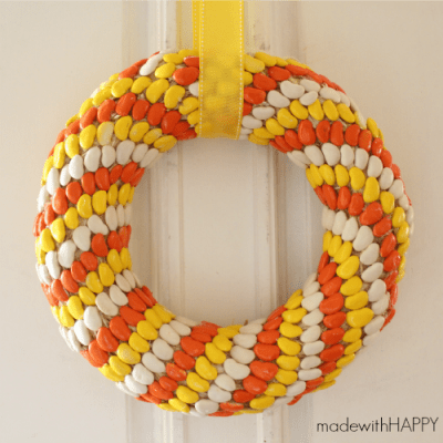 DIY Halloween Wreaths - Candy Corn Lima Bean Wreath 