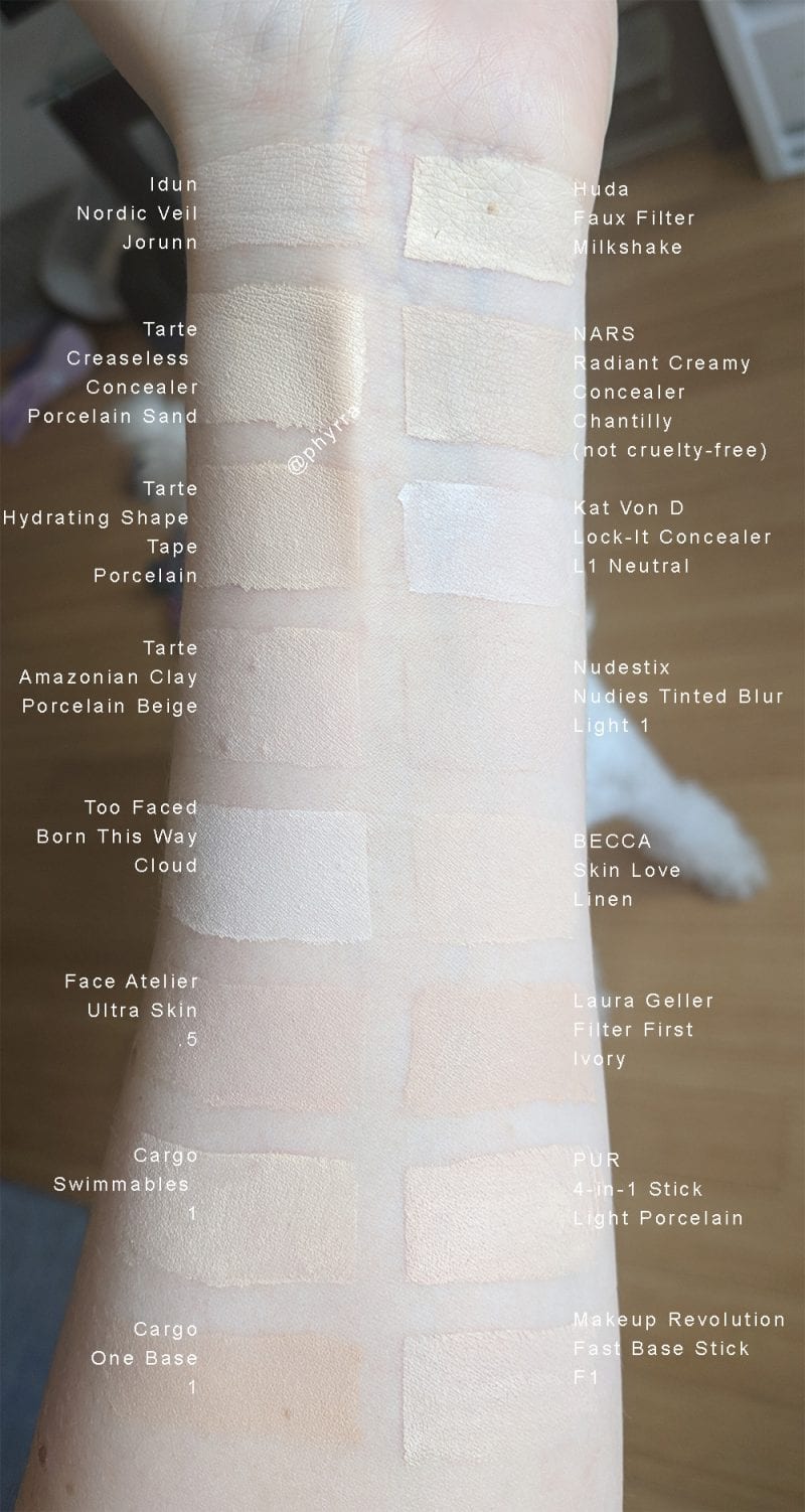 Pale Foundation Swatches