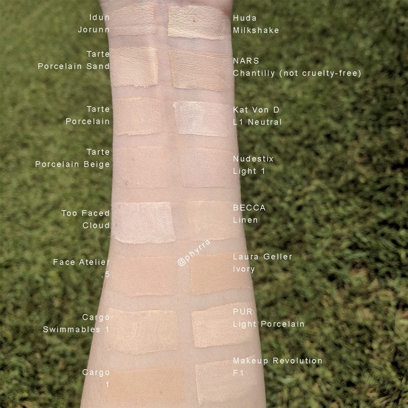 Pale Foundation Swatches