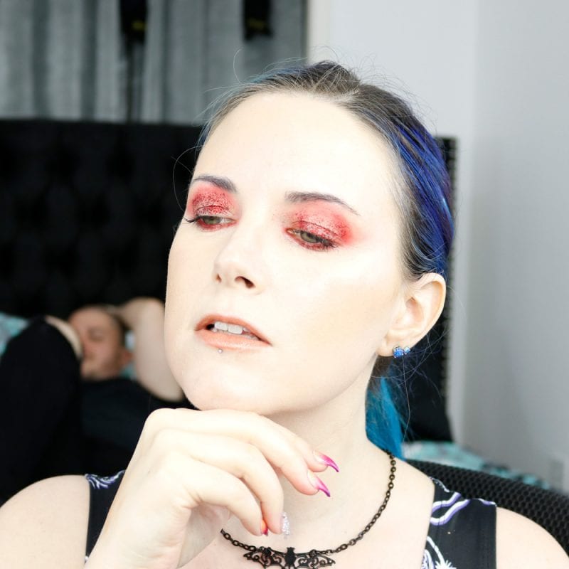 Red Editorial Makeup Look for Hooded Eyes