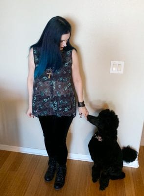 Courtney with her standard poodle puppy Nyx