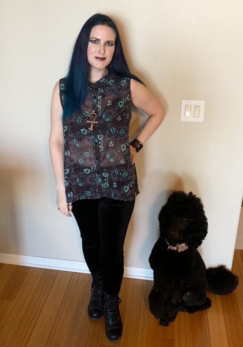 Sheer Grey Print Goth Blouse