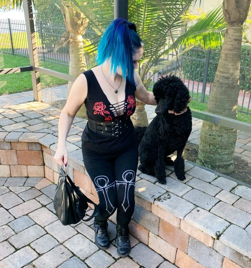 Courtney with her standard poodle puppy Nyx