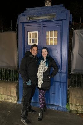 Ray and Courtney at the Tardis door