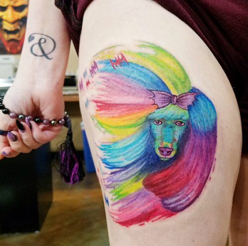 Rainbow Poodle Tattoo