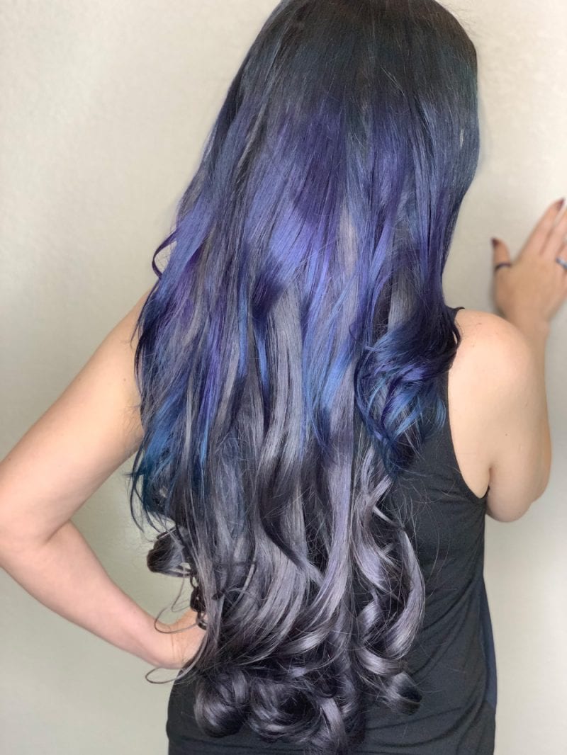 Blurple and gunmetal grey hair